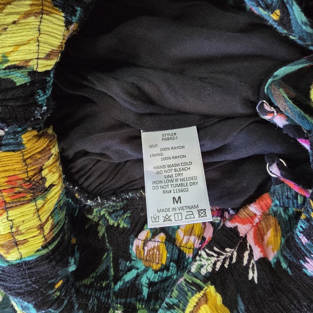 Lush Boho Floral Pleated Back Jumpsuit - Tropical Summer Vacay - Med - Picture 8 of 10